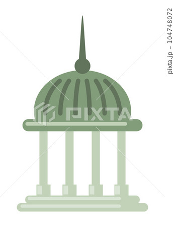 Stone gazebo or veranda with spire on dome, place for recreation, historical monument isolated 104748072