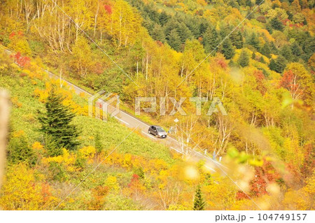 秋のドライブイメージ　紅葉シーズンの八幡平アスピーテライン 104749157