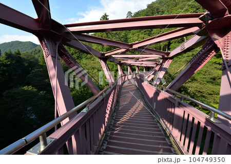 鶴仙渓のあやとり橋（石川県加賀市山中温泉） 104749350