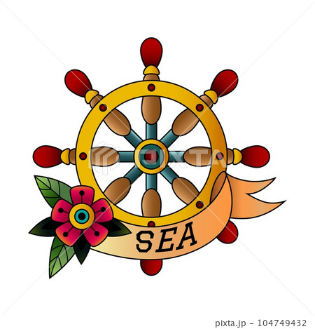 old school ship wheel tattoo