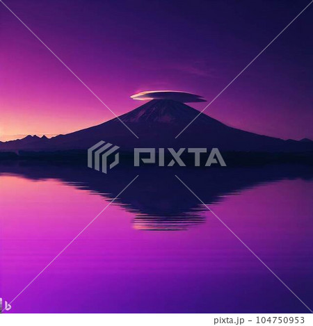 夜明けの逆さ富士 104750953