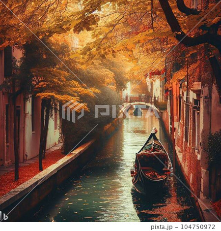 美しい紅葉とゴンドラ 104750972