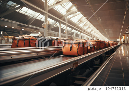 Photo of a conveyor belt in the airport. 104751318