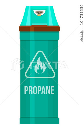 Gas container, gas tank, compressed gas in storage or balloon, danger, warning sign with fire Gas container, gas tank, compressed gas in storage or balloon, danger, warning sign with fire 104751350