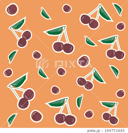 seamless pattern with cherry berry fruit on orange background seamless pattern with cherry berry fruit on orange background 104751685