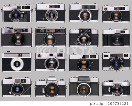 vintage old film camera collection isolated 104752121