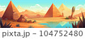 Giza plateau landscape with egyptian pharaohs pyramids complex illuminated with bright sunlight cartoon  background. Ancient historical, famous touristic attractions in african desert 104752480