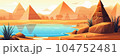 Giza plateau landscape with egyptian pharaohs pyramids complex illuminated with bright sunlight cartoon  background. Ancient historical, famous touristic attractions in african desert 104752481