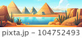 Giza plateau landscape with egyptian pharaohs pyramids complex illuminated with bright sunlight cartoon  background. Ancient historical, famous touristic attractions in african desert 104752493