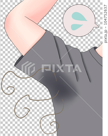 脇の悩み（グレー・汗染み・匂い・吹き出し：汗） 104752637