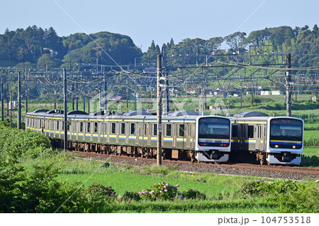 総武本線　物井ー佐倉　JR東日本　209系2100番台　C604編成　C430編成（幕張） 104753518