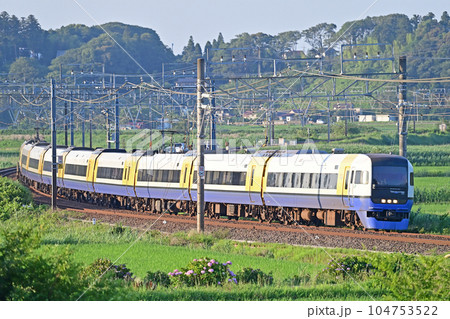 総武本線　物井ー佐倉　JR東日本　255系　Be-03編成（幕張）　さざなみ　わかしお　しおさい 104753522