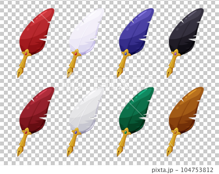 Cute quill pen illustration _ material set Cute quill pen illustration _ material set 104753812