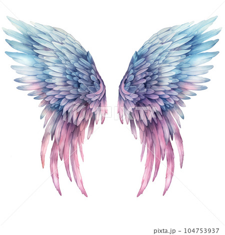 Watercolor angel wings isolated. Illustration AI Generative Watercolor angel wings isolated. Illustration AI Generative 104753937