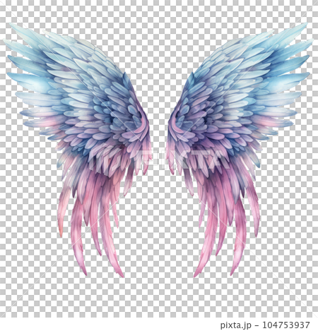 Watercolor angel wings isolated. Illustration AI Generative Watercolor angel wings isolated. Illustration AI Generative 104753937