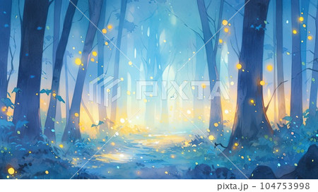 幻想的なホタルの森_3 Generative AIのイラスト素材 [104753998] - PIXTA