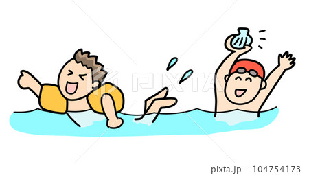 プールで海で水遊びをする子供たち プールで海で水遊びをする子供たち 104754173