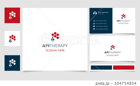Apitherapy logo design with editable slogan. Branding book and business card template. 104754854
