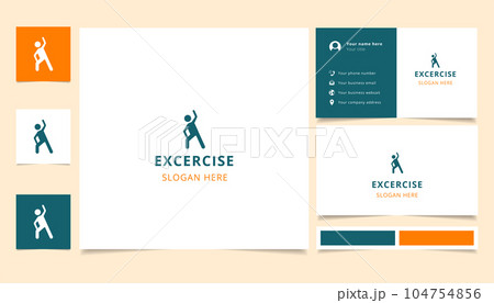 Exercise logo design with editable slogan. Branding book and business card template. 104754856