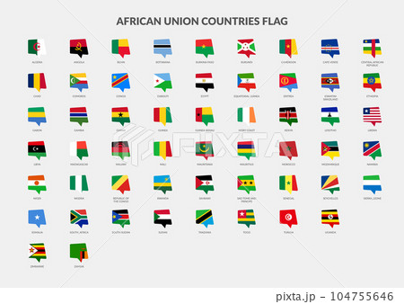 African Union Countries flag chat icons set African Union Countries flag chat icons set 104755646
