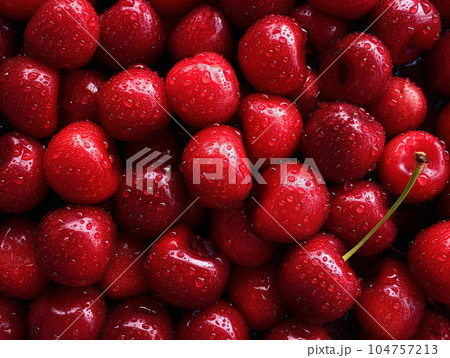 Cherries texture pattern from cherries. AI generated 104757213