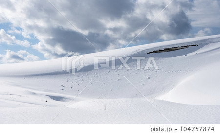 鳥取砂丘の雪景色 104757874