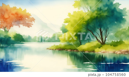 透明水彩の風景画[AI生成画像]のイラスト素材 [104758560] - PIXTA