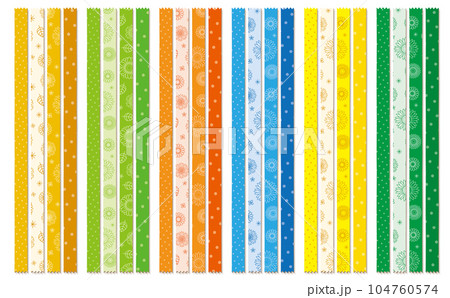ドット柄とパターン柄  6色セット ひまわり 104760574