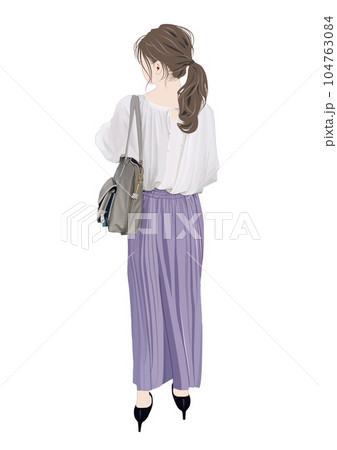 若い女性の後ろ姿イラスト 104763084