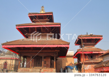 南アジアのネパール世界文化遺産カトマンドゥ盆地 ダルバール広場のジャガナート寺院の建造物群 南アジアのネパール世界文化遺産カトマンドゥ盆地 ダルバール広場のジャガナート寺院の建造物群 104763120