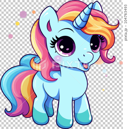 rainbow, pony, illustration, cute, cartoon, magic, horse, animal, design, fantasy, unicorn, sweet, dream, pink, character, background, beautiful, fairytale, star, fairy, girl, card, colorful, love, 104763493