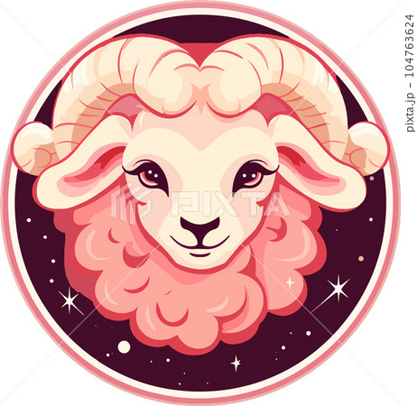 sheep, horoscope, illustration, symbol, astrology, zodiac, design, aries, sign, star, calendar, background, graphic, astronomy, animal, mythology, art, icon, ram, astrological, constellation, space, 104763624