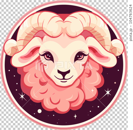 sheep, horoscope, illustration, symbol, astrology, zodiac, design, aries, sign, star, calendar, background, graphic, astronomy, animal, mythology, art, icon, ram, astrological, constellation, space, 104763624