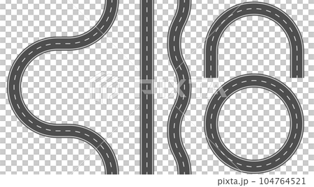 道路の交通イラストによる素材セット 道路の交通イラストによる素材セット 104764521