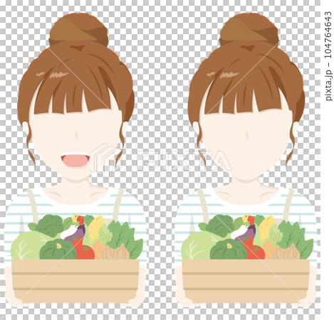 A lot of vegetables and a smiling woman 104764643