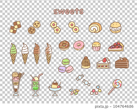 流行可愛的手繪糖果插畫集 104764686