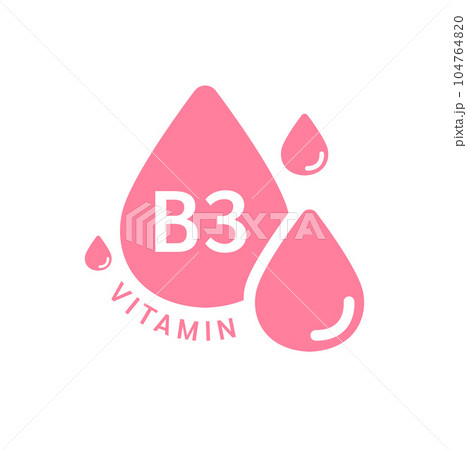 Vitamin B3 icon pink in form simple line water drop. Isolated on white background. Design for use on web app mobile and print media. Medical symbol concept. Vector EPS10 illustration. 104764820