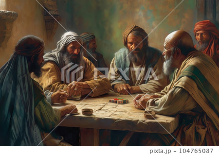 Abstract church religious fresco based on the Last Supper AI Abstract church religious fresco based on the Last Supper AI 104765087