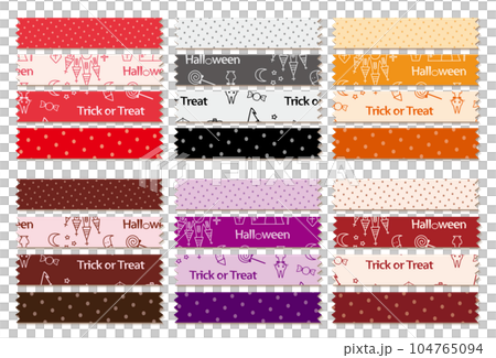 ドット柄とパターン柄の素材 6色セット ハロウィン 104765094