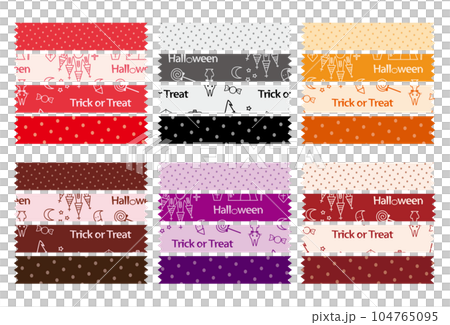 ドット柄とパターン柄の素材 6色セット ハロウィン 104765095