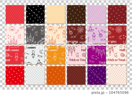 Dot pattern and pattern pattern material 6 color set Halloween Dot pattern and pattern pattern material 6 color set Halloween 104765096