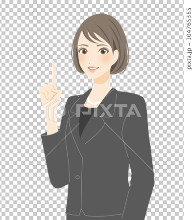 穿著黑色西裝的女人指點的插圖 104765385