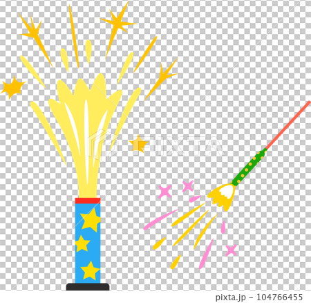 手持ち花火と打ち上げ花火 手持ち花火と打ち上げ花火 104766455