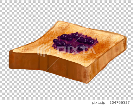 Toast, white bread, jam, blueberry bread, breakfast, breakfast, freshly baked, 5 pieces, no shadow Toast, white bread, jam, blueberry bread, breakfast, breakfast, freshly baked, 5 pieces, no shadow 104766537