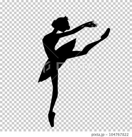 ダンサーのシルエットのイラスト_バレエ「白鳥の湖」でオデットを踊るバレリーナのイメージ ダンサーのシルエットのイラスト_バレエ「白鳥の湖」でオデットを踊るバレリーナのイメージ 104767822