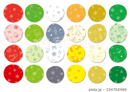 雪の結晶柄とパターン柄の素材 6色セット クリスマス 雪の結晶柄とパターン柄の素材 6色セット クリスマス 104768466