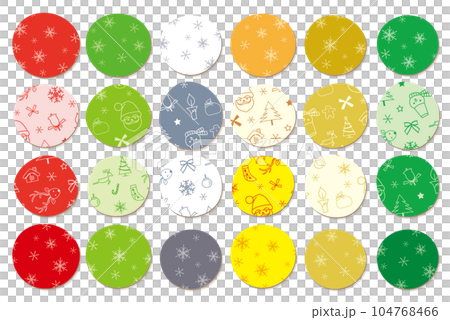雪の結晶柄とパターン柄の素材 6色セット クリスマス 雪の結晶柄とパターン柄の素材 6色セット クリスマス 104768466