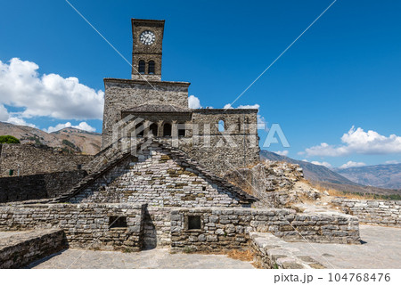 Clock tower inside of the Gjirokaster castle in Albania 104768476