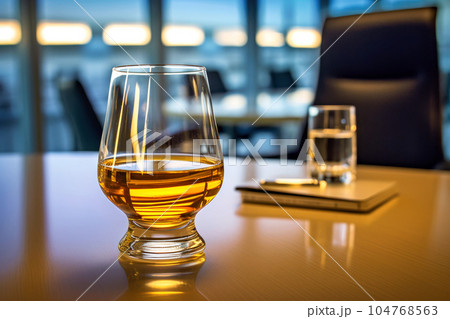 オフィスのテーブルの上のウィスキー 104768563