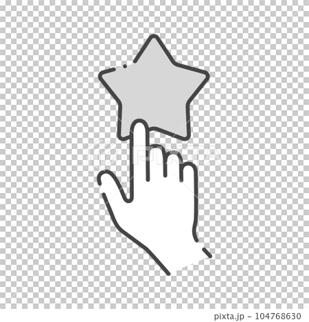 Simple human hand line icon touching a star - Image material for evaluation/review and rating Simple human hand line icon touching a star - Image material for evaluation/review and rating 104768630
